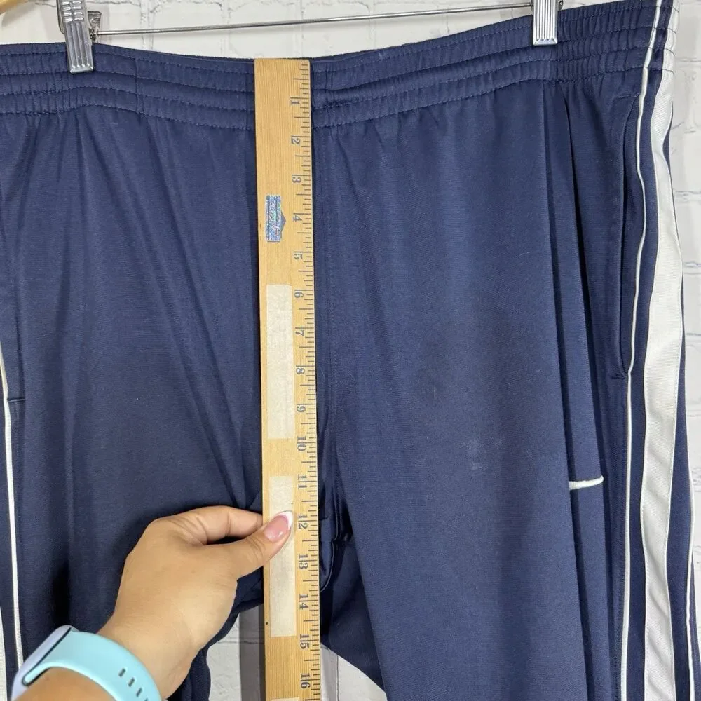 Nike Track Pants Large Navy Blue Wide Leg Athletic Pants Swoosh Y2K Athleisure